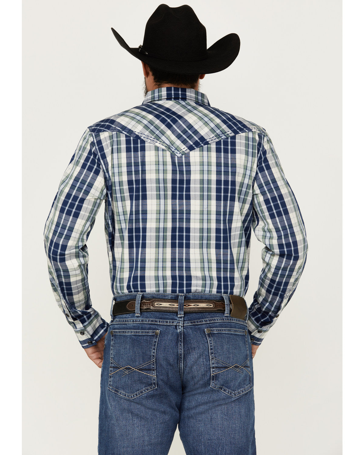 Men's Cole Plaid Print Long Sleeve Pearl Snap Western Shirt