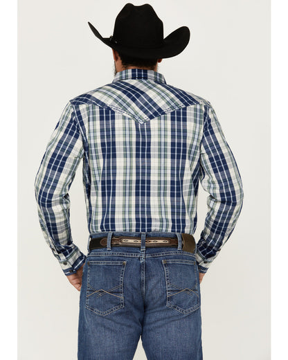 Men's Cole Plaid Print Long Sleeve Pearl Snap Western Shirt
