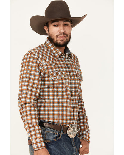 Men's Reverent Plaid Print Long Sleeve Snap Western Shirt