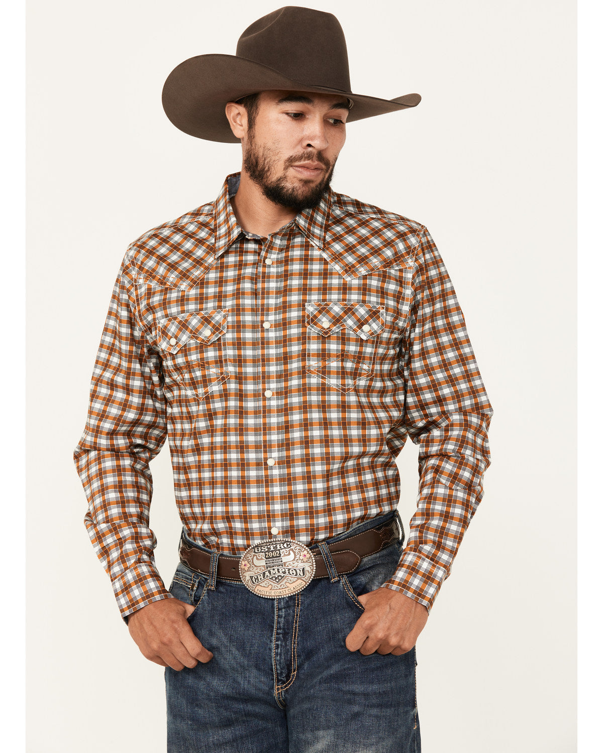 Men's Reverent Plaid Print Long Sleeve Snap Western Shirt