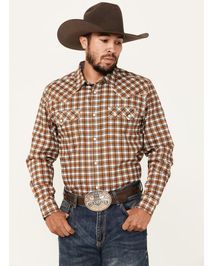 Men's Reverent Plaid Print Long Sleeve Snap Western Shirt