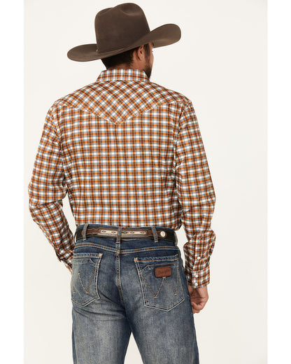 Men's Reverent Plaid Print Long Sleeve Snap Western Shirt