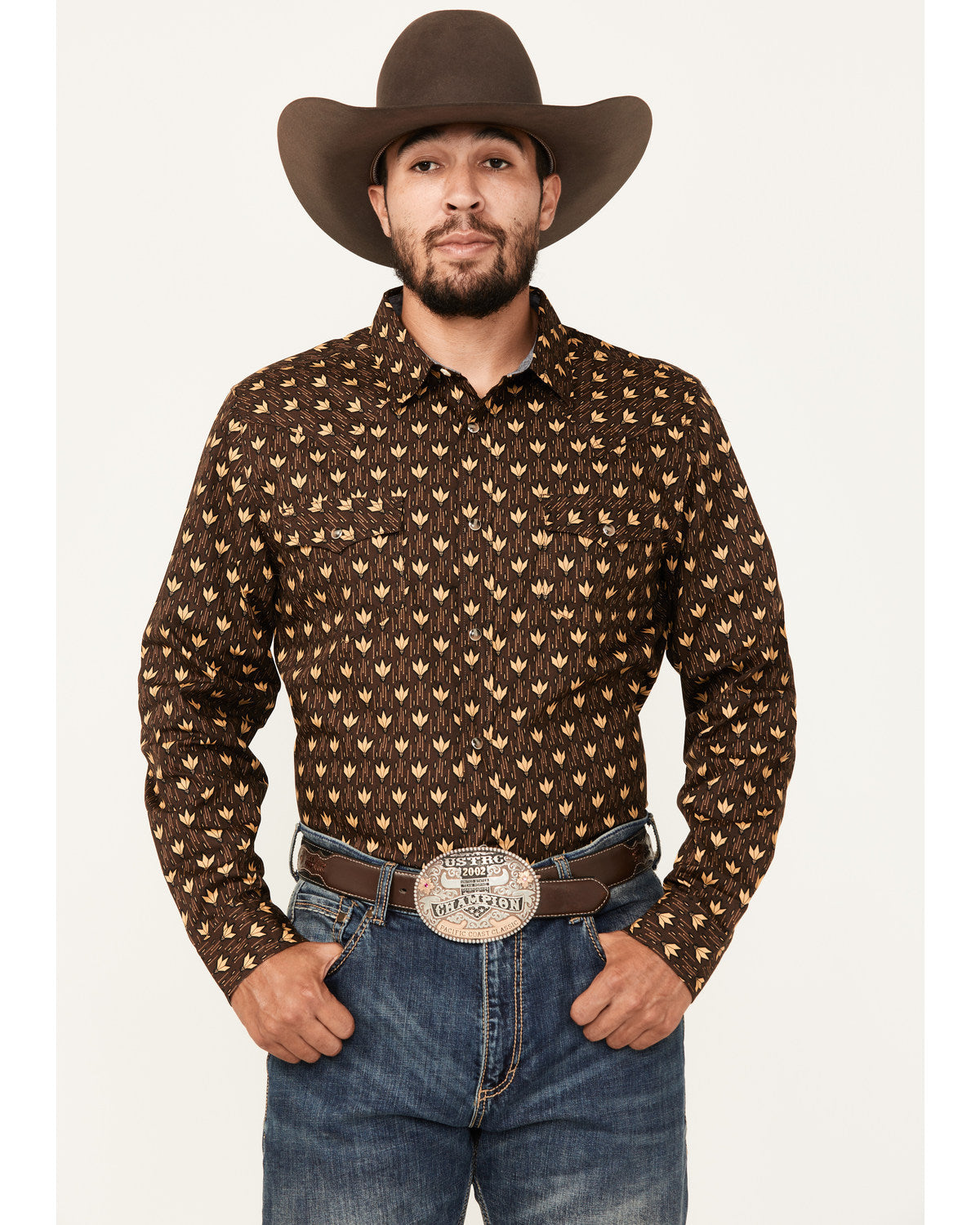Men's Reign In Striped Print Long Sleeve Snap Western Shirt