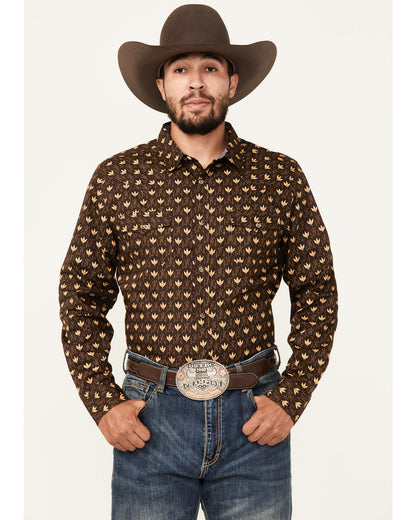 Men's Reign In Striped Print Long Sleeve Snap Western Shirt
