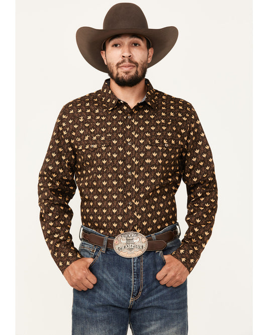 Men's Reign In Striped Print Long Sleeve Snap Western Shirt