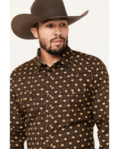 Men's Reign In Striped Print Long Sleeve Snap Western Shirt