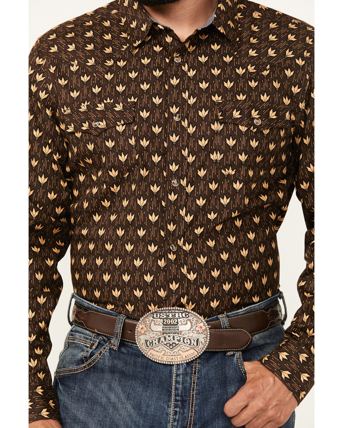 Men's Reign In Striped Print Long Sleeve Snap Western Shirt
