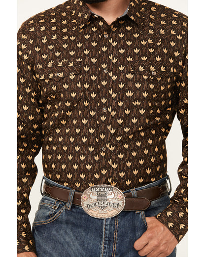 Men's Reign In Striped Print Long Sleeve Snap Western Shirt