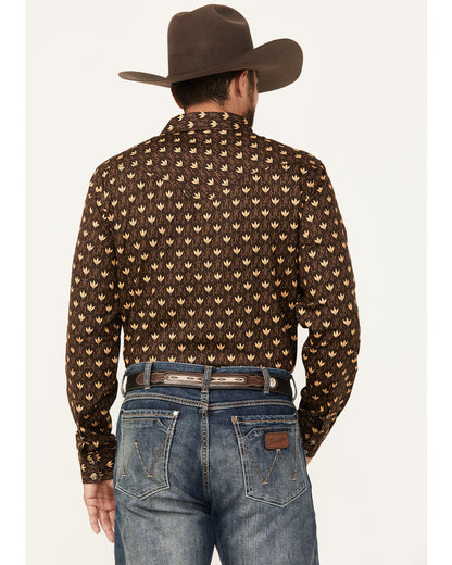 Men's Reign In Striped Print Long Sleeve Snap Western Shirt