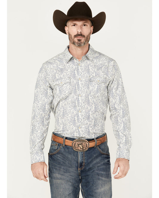 Men's Dagget Paisley Print Long Sleeve Snap Western Shirt -
