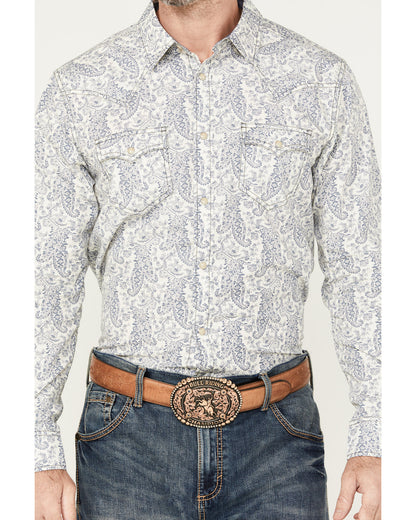 Men's Dagget Paisley Print Long Sleeve Snap Western Shirt -