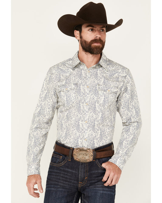 Men's Dagget Paisley Print Long Sleeve Snap Western Shirt -