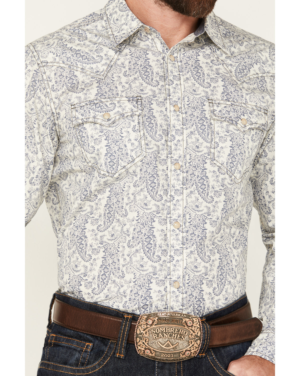 Men's Dagget Paisley Print Long Sleeve Snap Western Shirt -