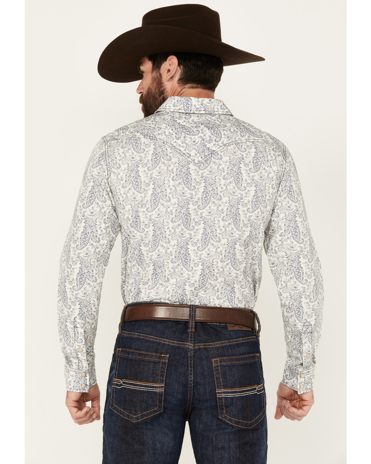 Men's Dagget Paisley Print Long Sleeve Snap Western Shirt -
