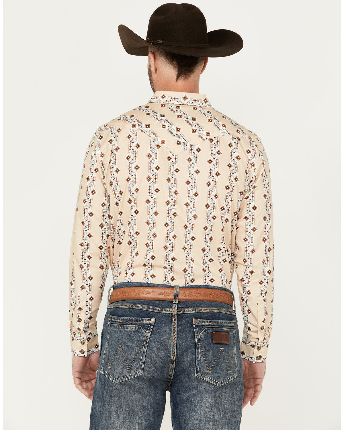 Men's Floral Striped Print Long Sleeve Snap Western Shirt