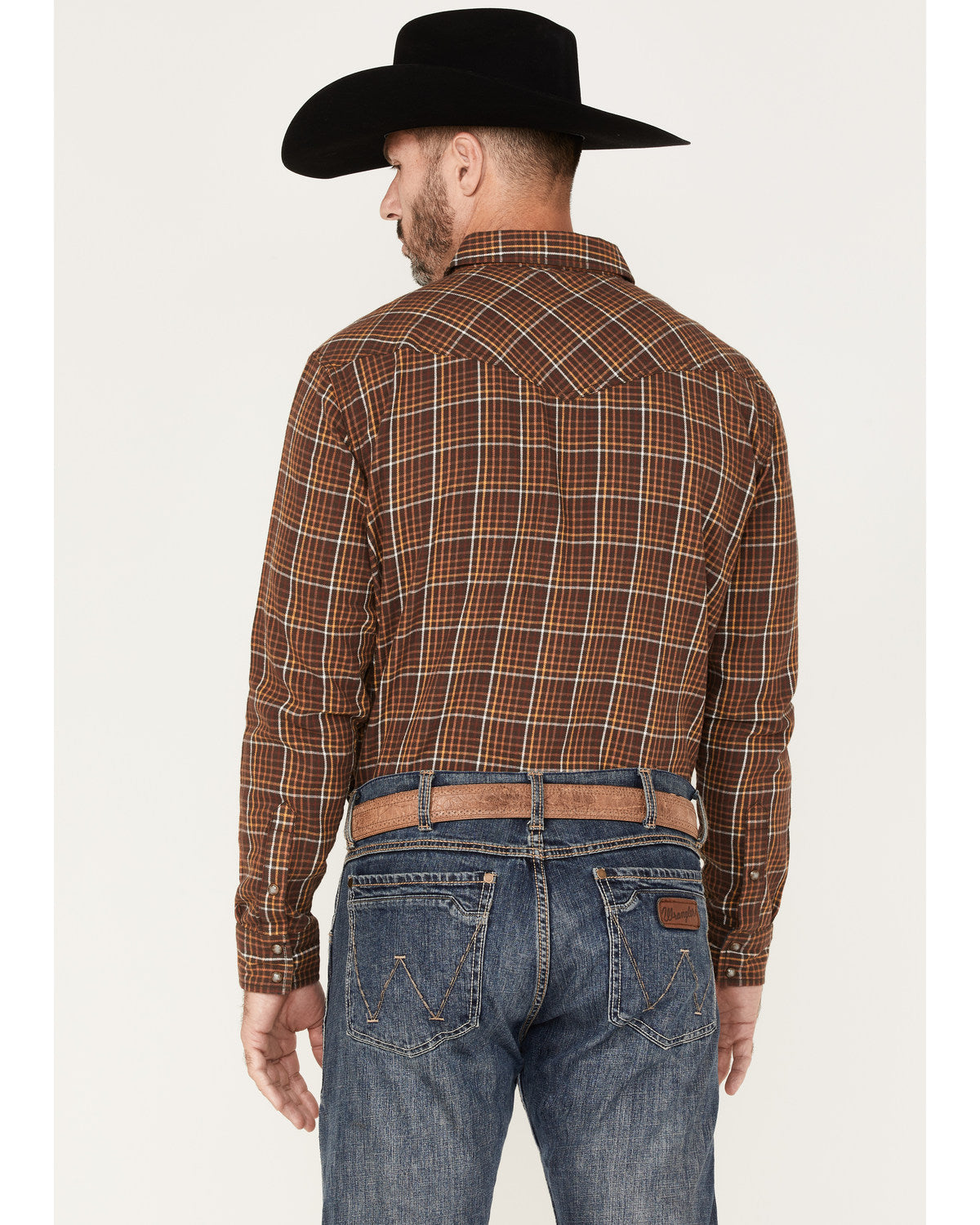 Men's Rusty Nail Plaid Print Long Sleeve Snap Western Flann