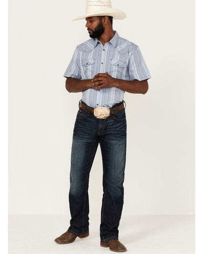Men's Springs Vertical Stripe Short Sleeve Snap Western Shi