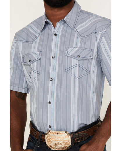 Men's Springs Vertical Stripe Short Sleeve Snap Western Shi