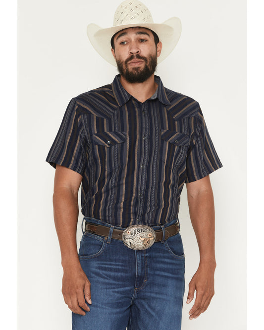 Men's Highland Rim Striped Print Short Sleeve Snap Western