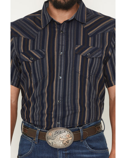 Men's Highland Rim Striped Print Short Sleeve Snap Western