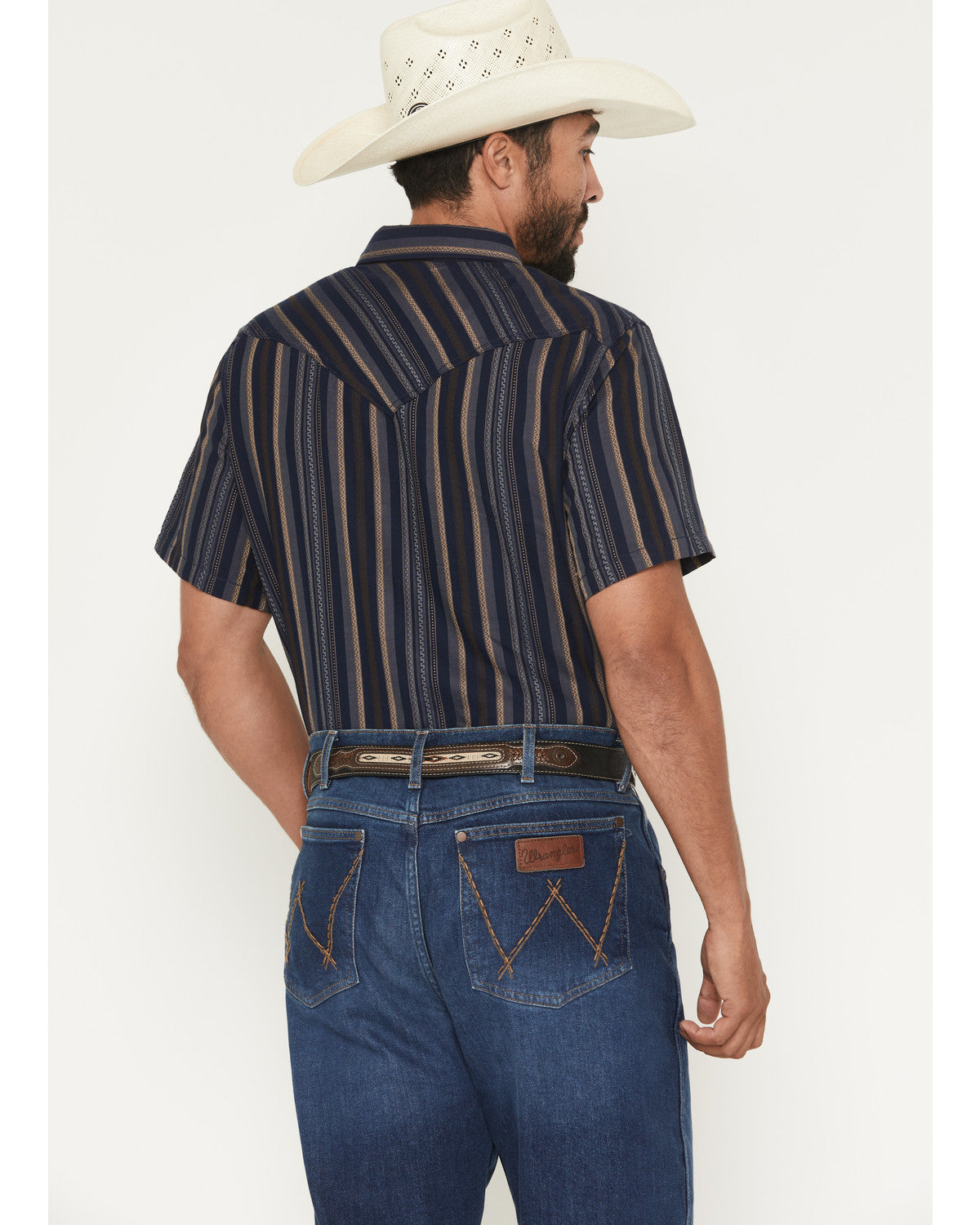Men's Highland Rim Striped Print Short Sleeve Snap Western