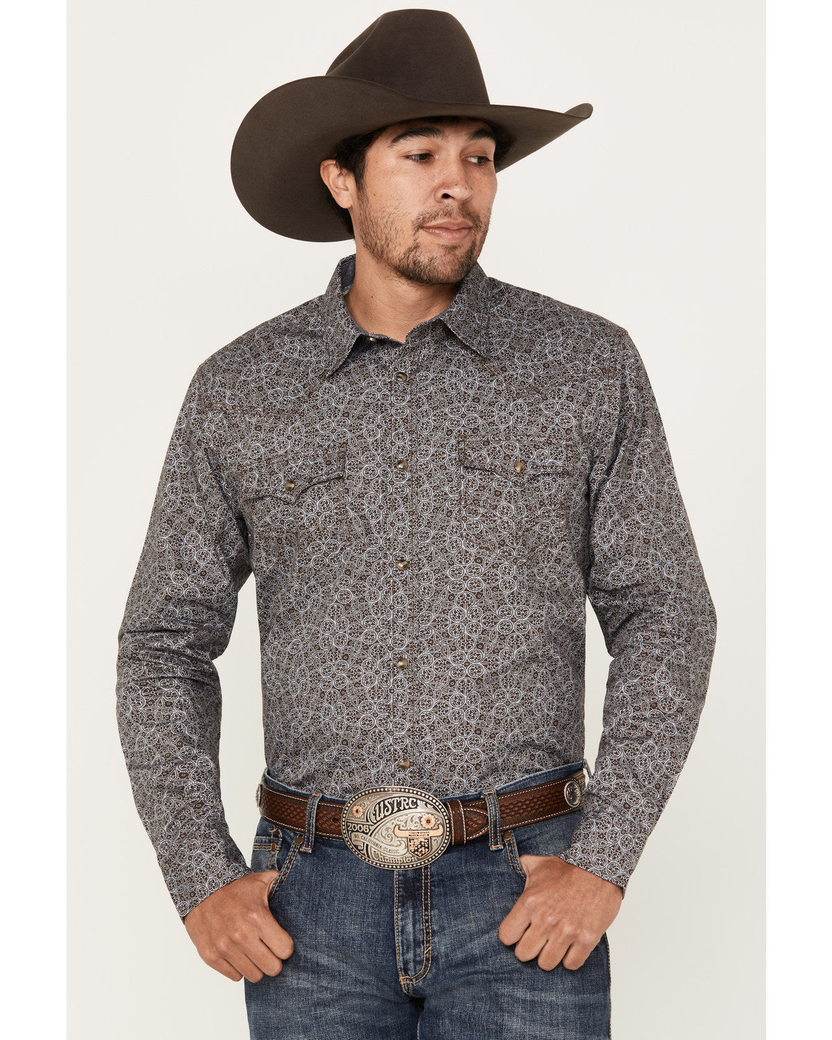 Men's Down Range Medallion Print Long Sleeve Western Snap S