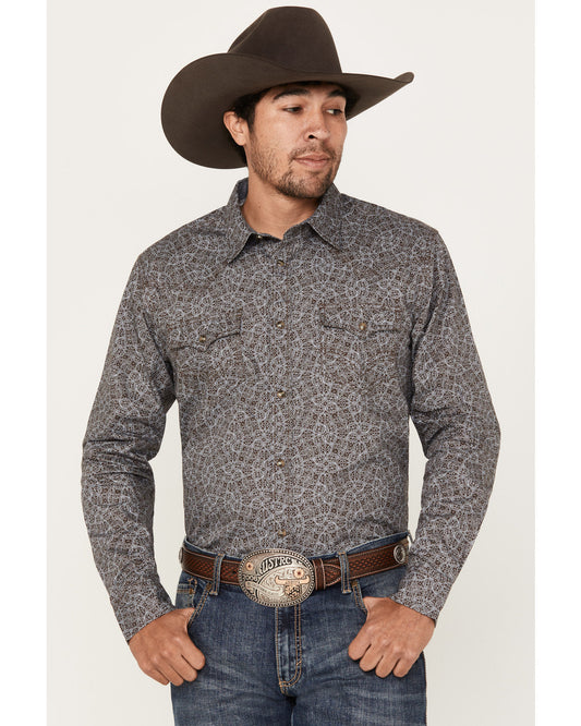 Men's Down Range Medallion Print Long Sleeve Western Snap S