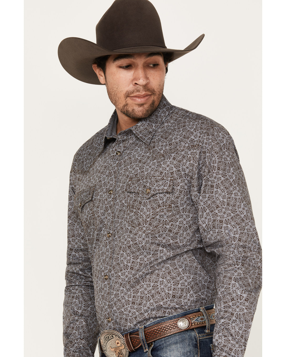 Men's Down Range Medallion Print Long Sleeve Western Snap S