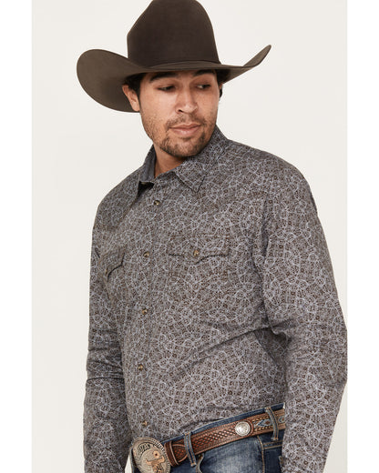 Men's Down Range Medallion Print Long Sleeve Western Snap S