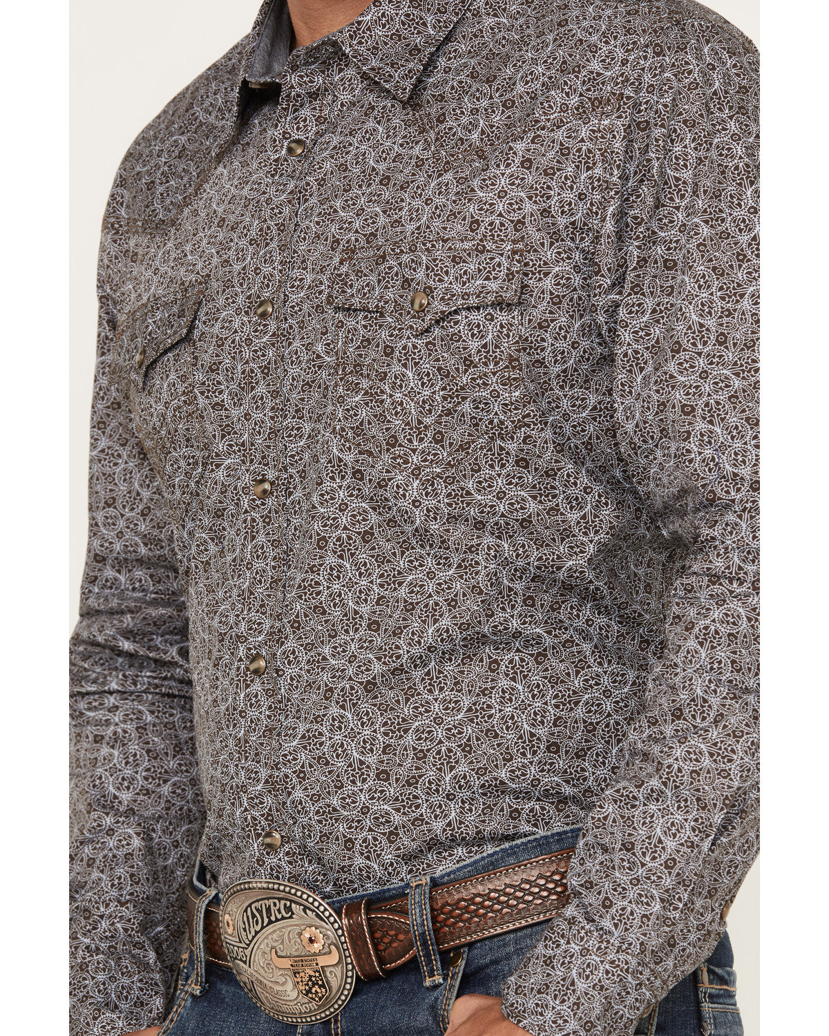 Men's Down Range Medallion Print Long Sleeve Western Snap S