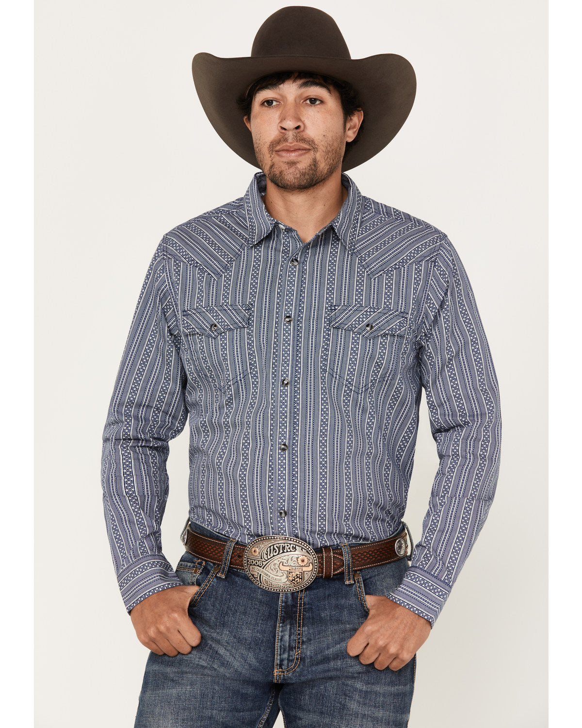 Men's Born N Raised Striped Long Sleeve Snap Western Shirt