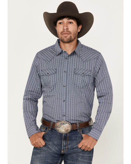 Men's Born N Raised Striped Long Sleeve Snap Western Shirt