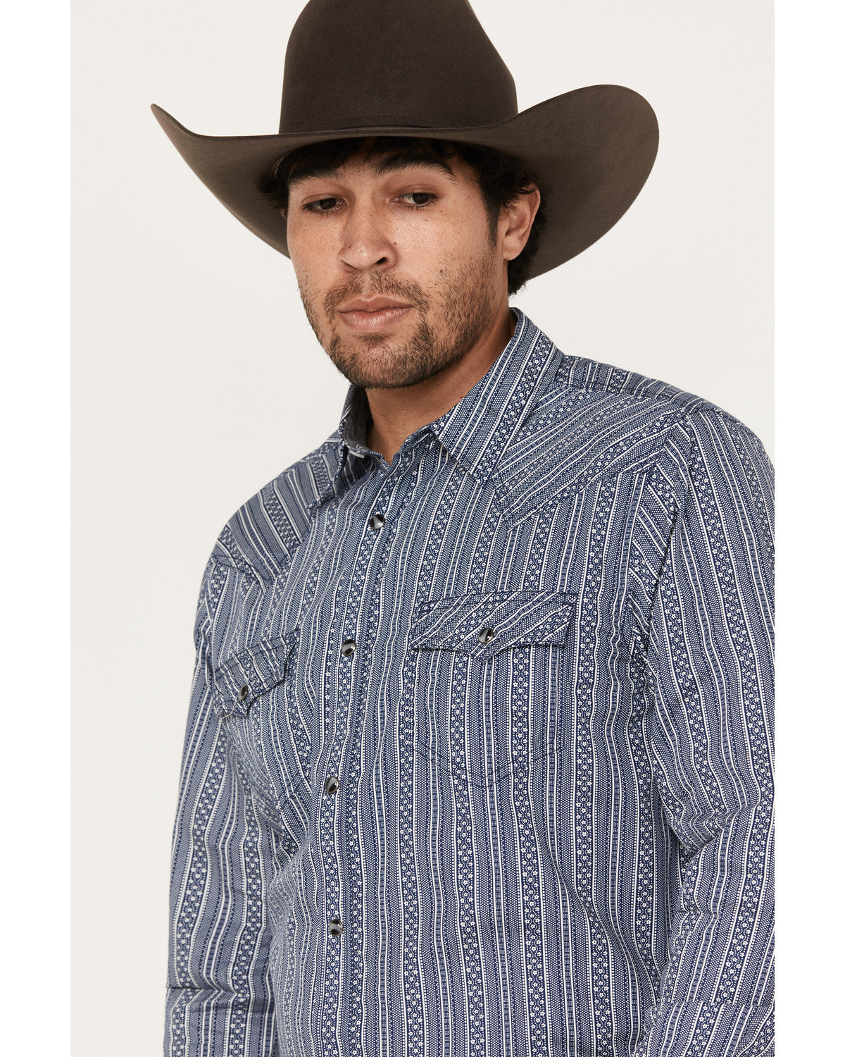 Men's Born N Raised Striped Long Sleeve Snap Western Shirt