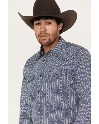 Men's Born N Raised Striped Long Sleeve Snap Western Shirt