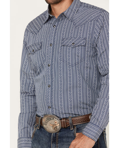 Men's Born N Raised Striped Long Sleeve Snap Western Shirt