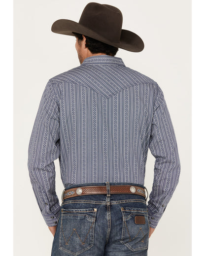 Men's Born N Raised Striped Long Sleeve Snap Western Shirt