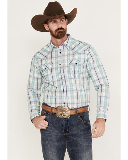 Men's Ely Plaid Print Long Sleeve Western Snap Shirt