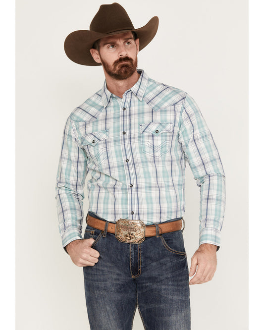 Men's Ely Plaid Print Long Sleeve Western Snap Shirt