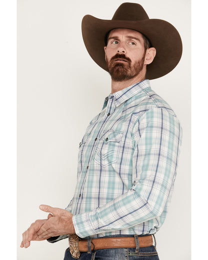 Men's Ely Plaid Print Long Sleeve Western Snap Shirt