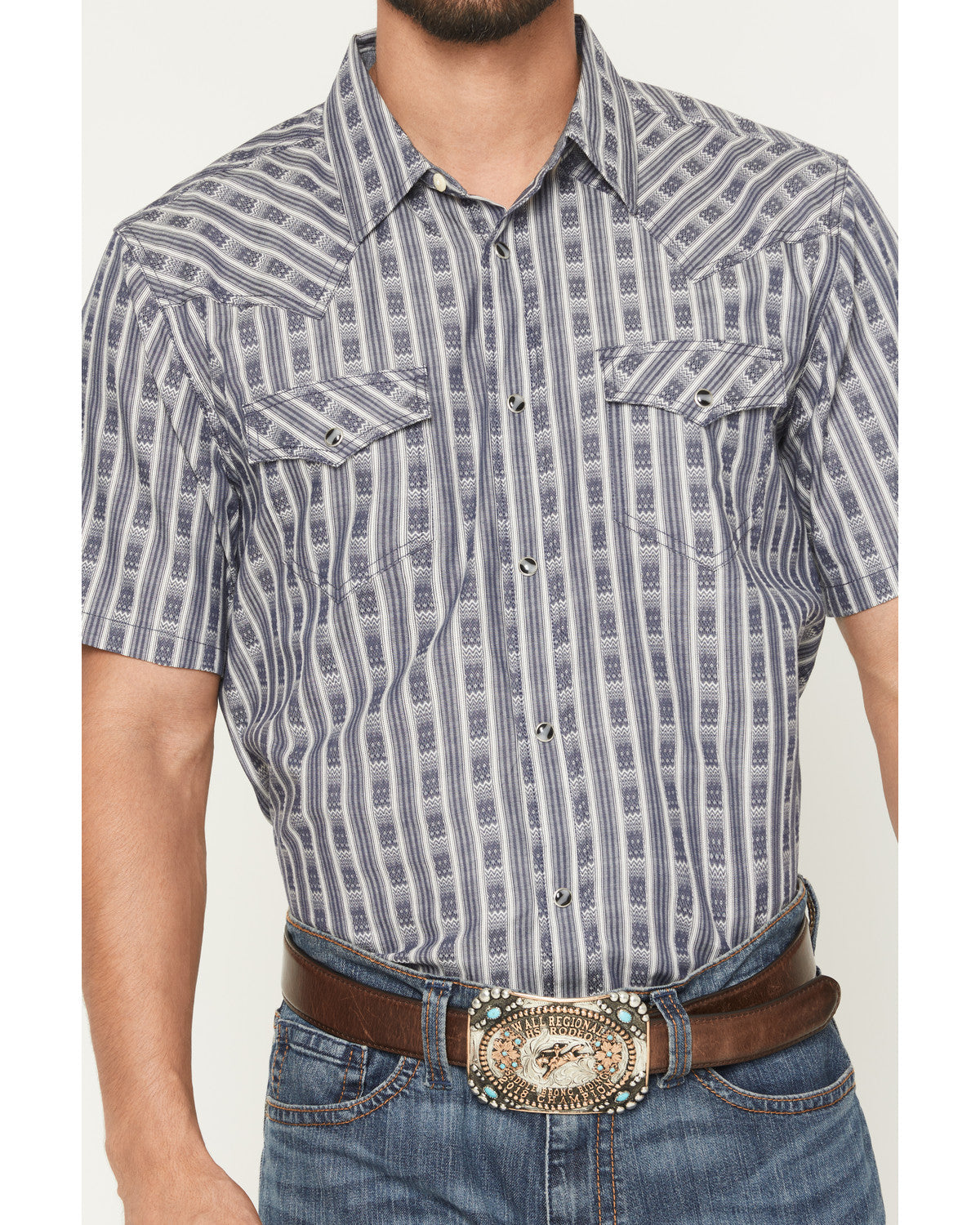 Men's Barrel Racer Southwestern Striped Print Long Sleeve S