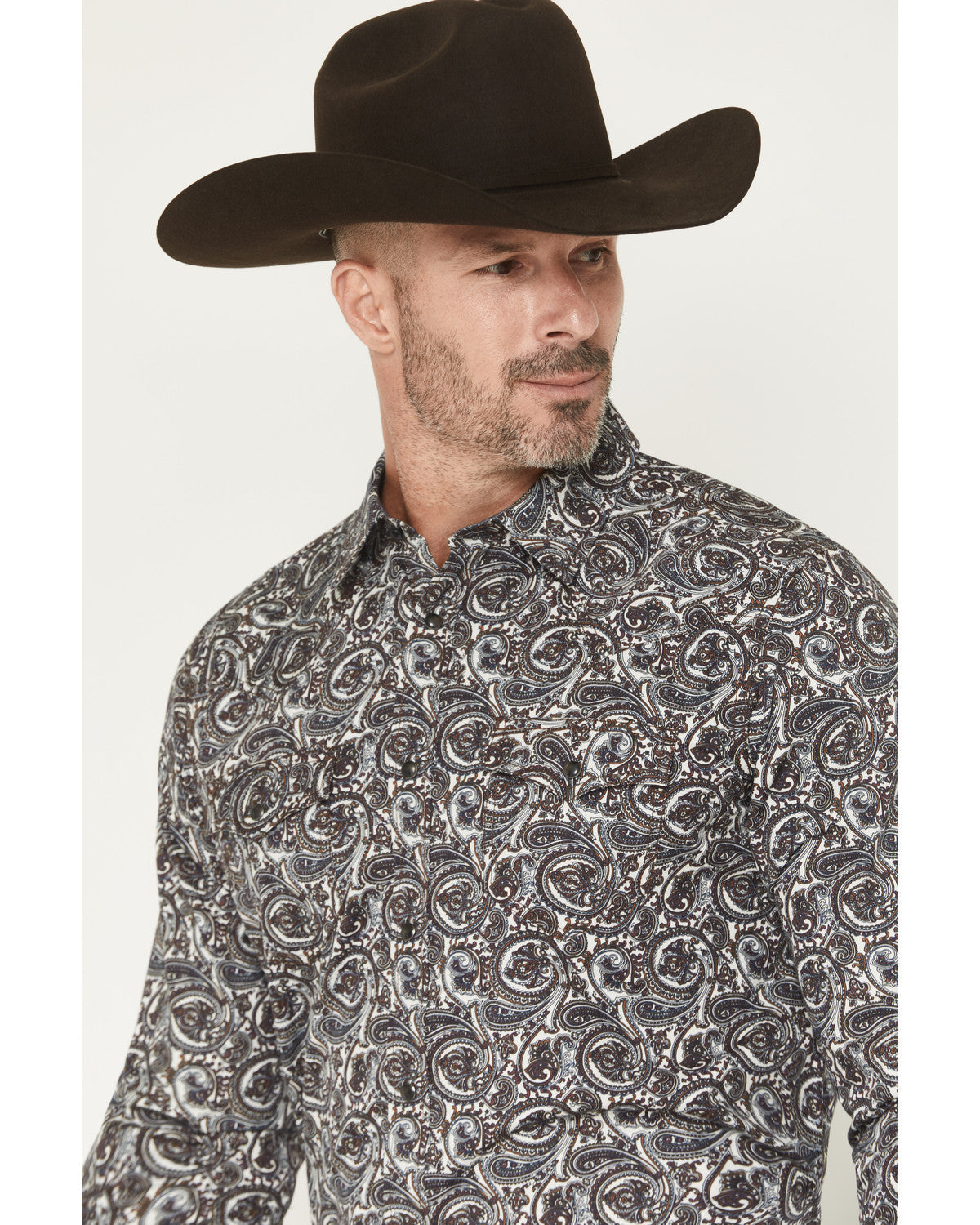 Men's Mountain Ranger Paisley Print Long Sleeve Snap Wester
