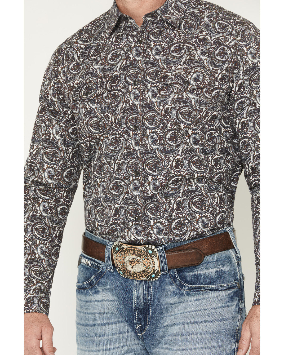 Men's Mountain Ranger Paisley Print Long Sleeve Snap Wester