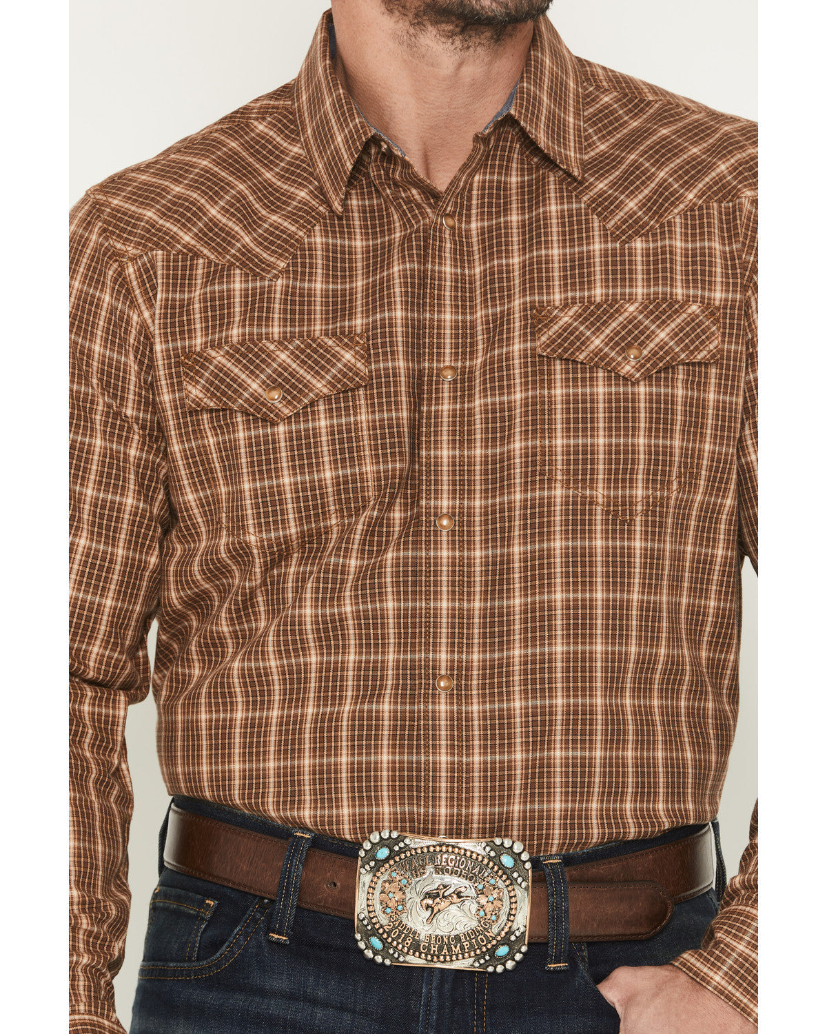 Men's Iron Oak Ranch Plaid Print Long Sleeve Snap Western S