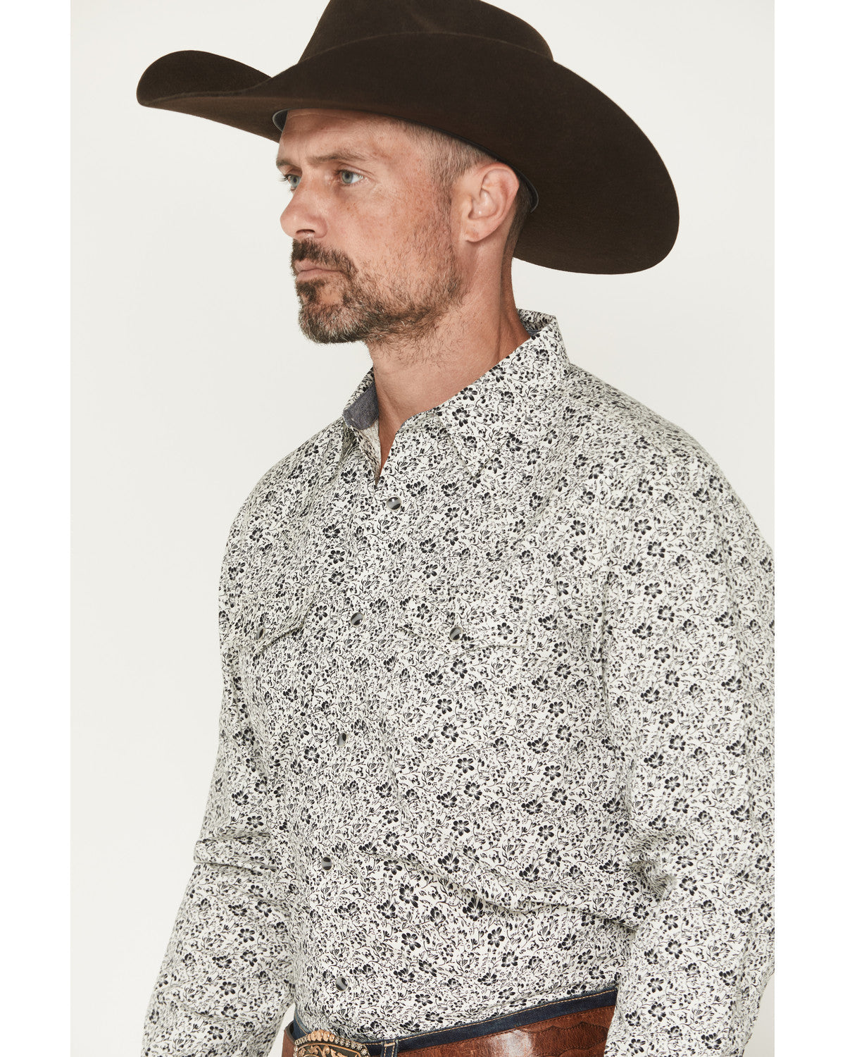 Men's Sunset Rider Floral Print Long Sleeve Snap Western Sh