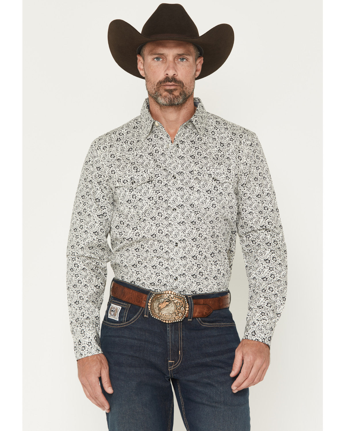 Men's Sunset Rider Floral Print Long Sleeve Snap Western Sh