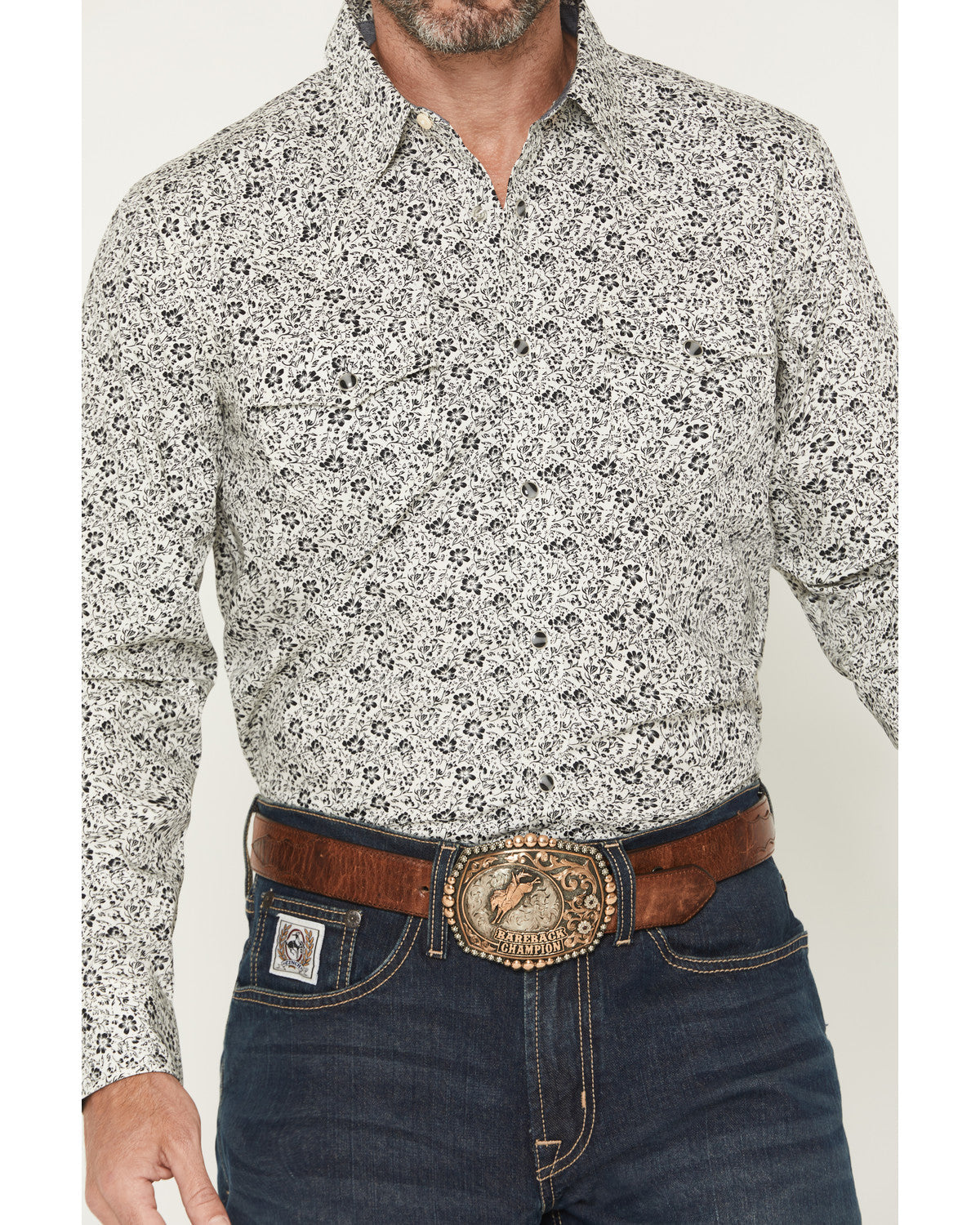 Men's Sunset Rider Floral Print Long Sleeve Snap Western Sh