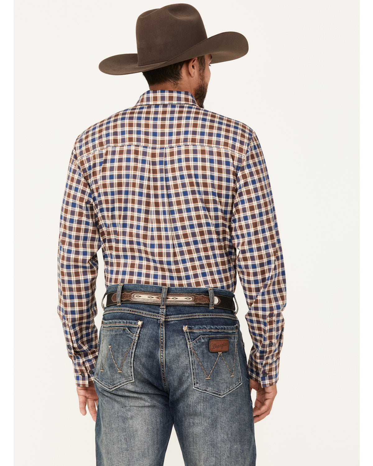 Men's Hound Dog Plaid Print Long Sleeve Button-Down Western
