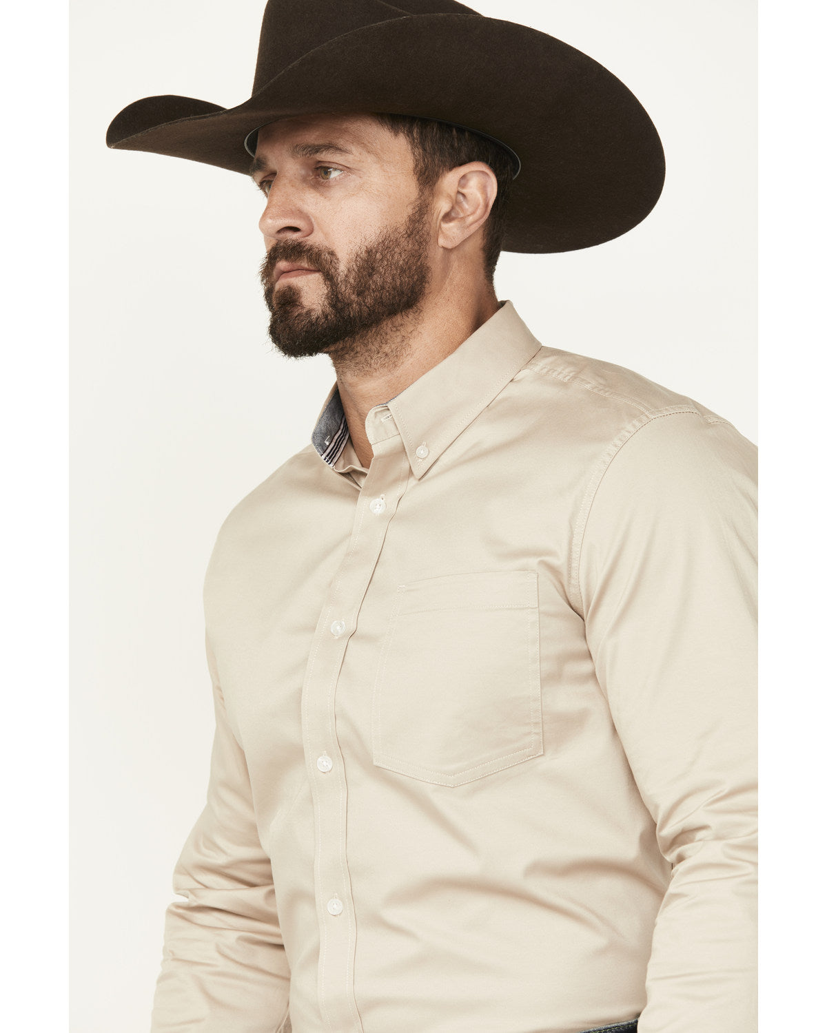 Men's Basic Twill Long Sleeve Button-Down Performance Weste
