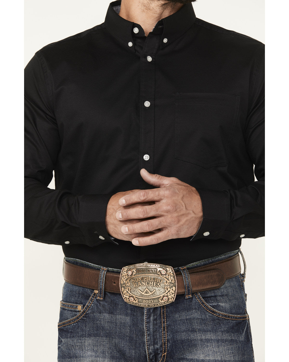 Men's Basic Twill Long Sleeve Button-Down Performance Weste