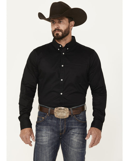 Men's Basic Twill Long Sleeve Button-Down Performance Weste